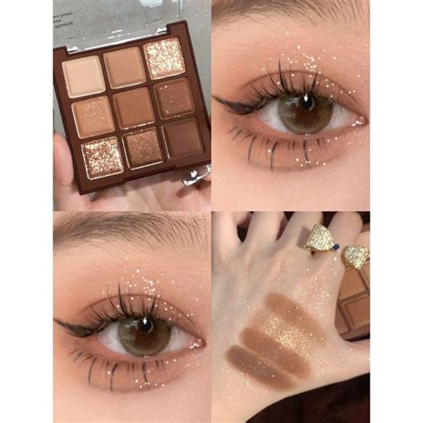 jual glitter eyeshadow palette sparkling matte shimmer brown high