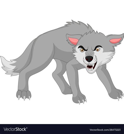 Cartoon angry wolf isolated on white background Vector Image