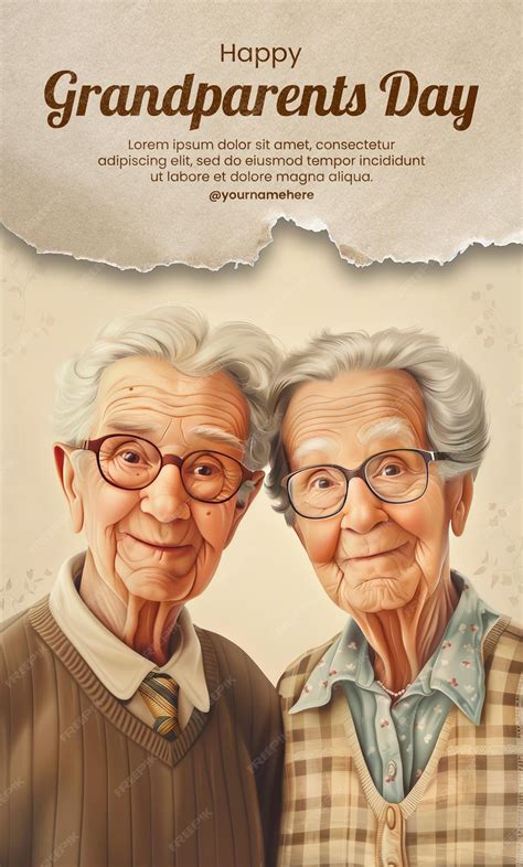 Happy grandparents day social media post with happy grandparents
