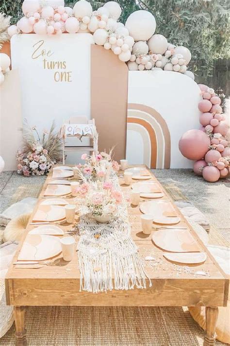 boho rainbow birthday party ideas photo    rainbow