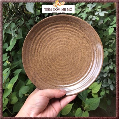 Đĩa tròn men nâu gốm gốm sứ Bát Tràng phong cách Nhật Bản | Shopee Việt Nam