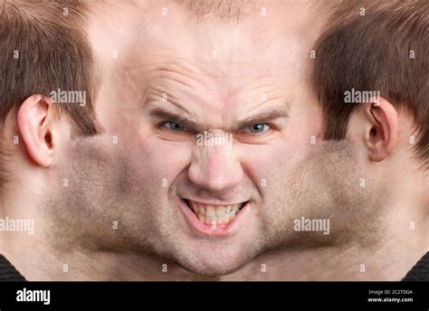 panoramic face   malicious man stock photo alamy