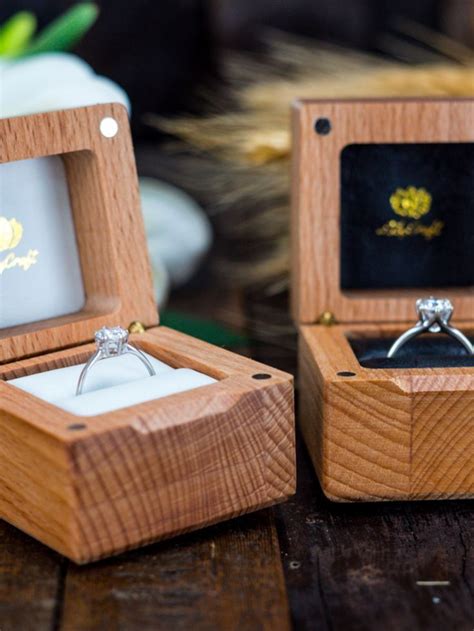 engagement ring box wooden engraved wedding proposal ring box