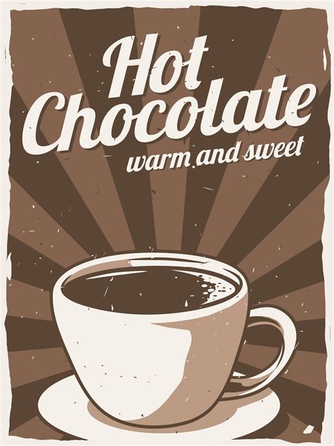 hot chocolate vintage poster design  vector art  vecteezy
