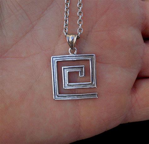 Greek Key Necklace Silver Men Pendant Greek Symbol Greek - Etsy