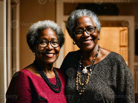 photo of black woman take care senior black woman at home, generative