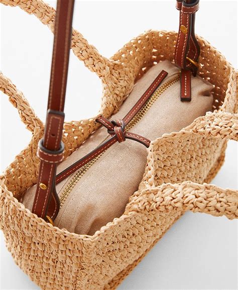 mango womens raffia effect shoulder bag macys