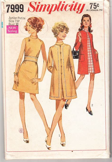 Vintage 1968 Simplicity 7999 Sewing Pattern Junior | Etsy | Simplicity ...