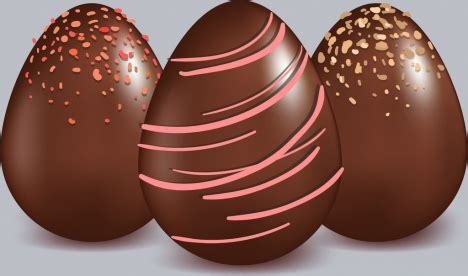 chocolate candies icons shiny brown egg shapes design vectors stock