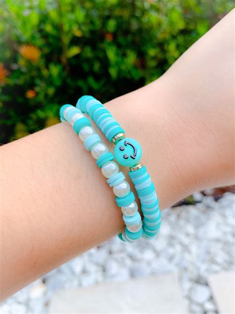 ocean stack preppy clay bead bracelets trendy cute summer stackable