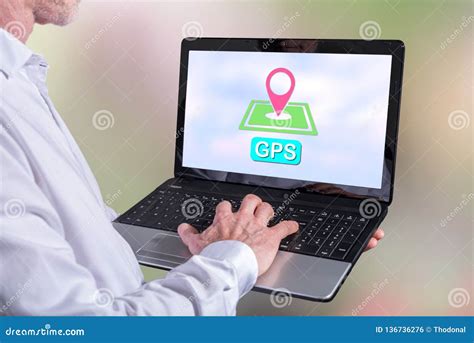 Gps concept on a laptop stock photo. Image of navigation - 136736276
