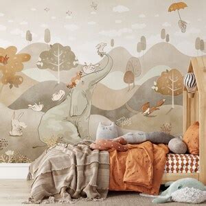 Elephant Nursery Wallpaper, Kids Wallpaper Peel and Stick, Nursery Wall ...