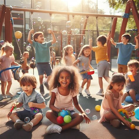 premium photo children playing    park