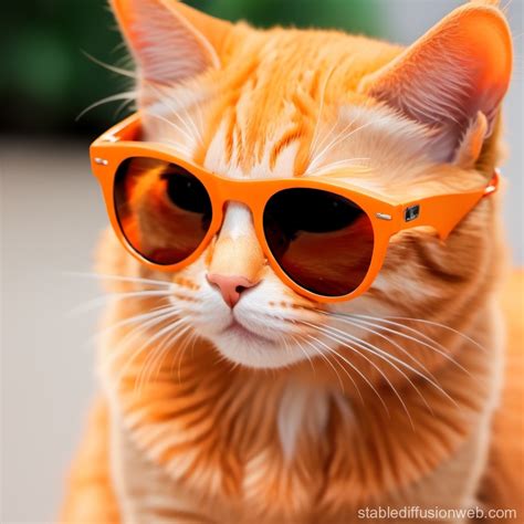 orange cat  sunglasses stable diffusion