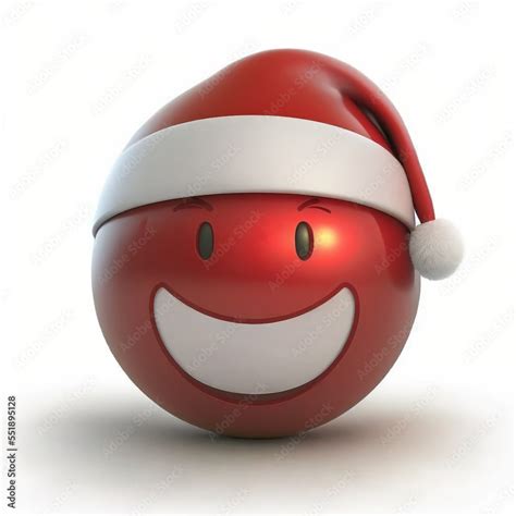 Christmas Emoji Wearing a Santa hat, Generative AI Digital Illustration. Stock Illustration ...