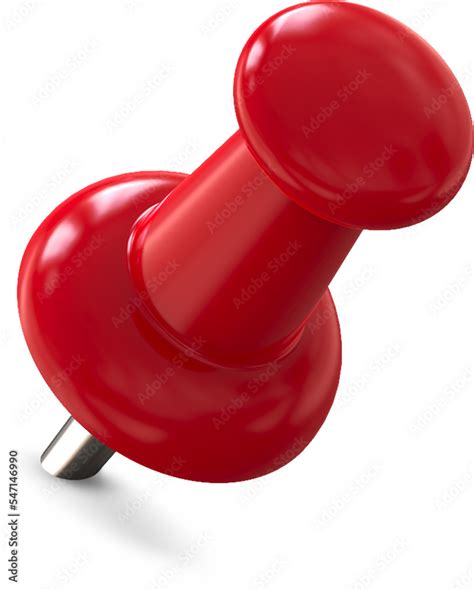 Red pin, push pin isolated on transparent background. 3D rendering ...