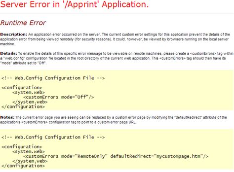 turn  aspnet custom errors  webconfig