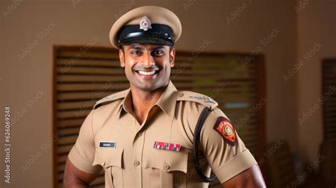 Confident Indian Police Officer in Khaki Uniform - AI-Generated Stock ...