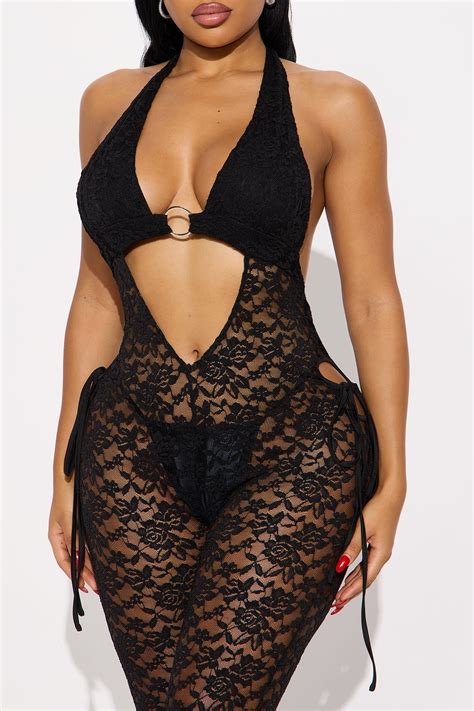 Malika Cutout Sheer Lace Jumpsuit - Black | Fashion Nova