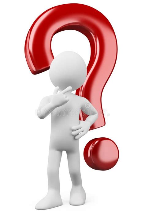 3d white people. Question. 3d white person thinking and doubtful with a ...