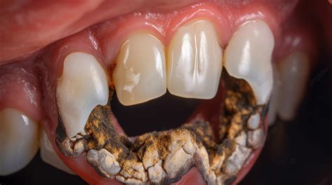 tooth decay   patient  mouth   showing  black stain