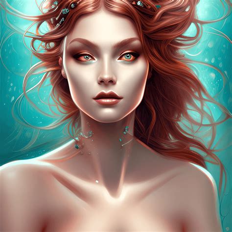 Beautiful Siren Woman Portrait · Creative Fabrica