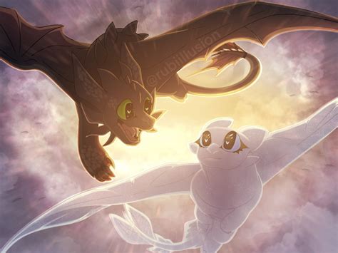 Toothless and Light Fury romantic flight by dragonkingeevee on DeviantArt