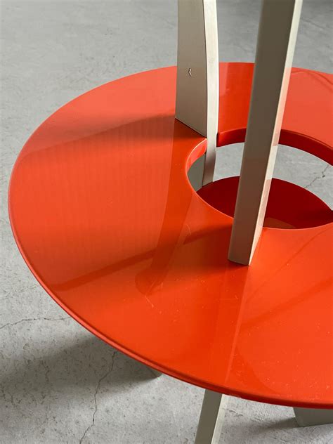 Orchidea Side Table, Massimo Morozzi for Archizoom, Silver and Orange
