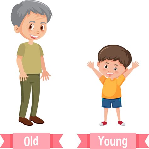 Opposite English Words old and young 7637572 Vector Art at Vecteezy