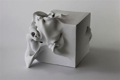 Sharon Brill - Cube 1 - Abstract Clay Sculpture For Sale at 1stDibs