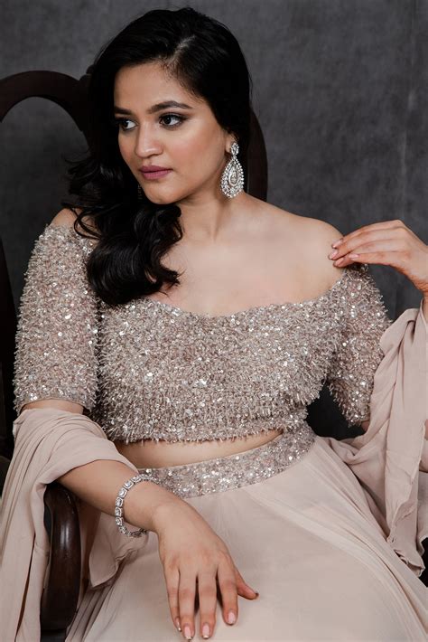 Sandy Nude Viscose Georgette Flared Wedding Lehenga Set by Sunita