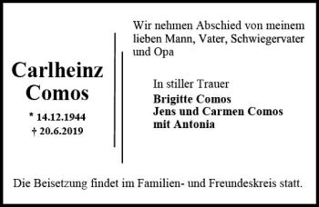 traueranzeigen von carlheinz comos wwwvrm trauerde