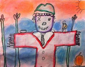 artisan des arts: Watercolor Marker/Chalk Pastel Scarecrows - grade 3/4 | Chalk pastels ...