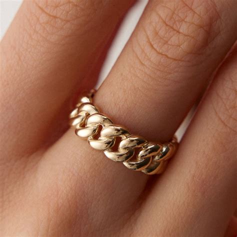 gold chain ring etsy