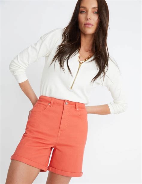 rockmans cuffed coloured roll hem short rockmans