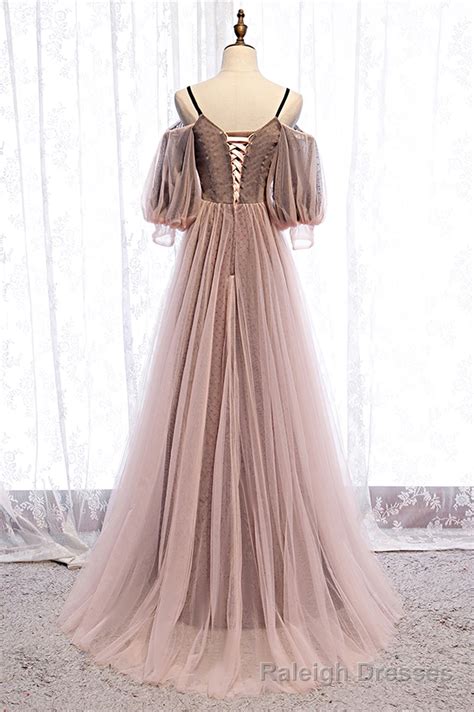 A Line Tulle Long Prom Dresses, Lace Prom Dresses – Raleigh Dresses