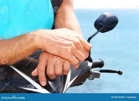 Traveler on a motorbike stock photo. Image of concept - 50516958