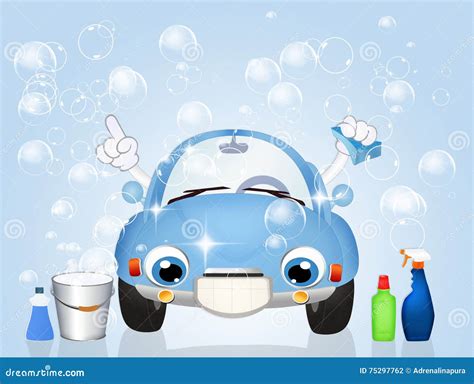 Car wash cartoon stock illustration. Illustration of self - 75297762