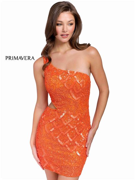Orange Primavera Couture Short Fitted Dress 3504 - Homecoming Dresses