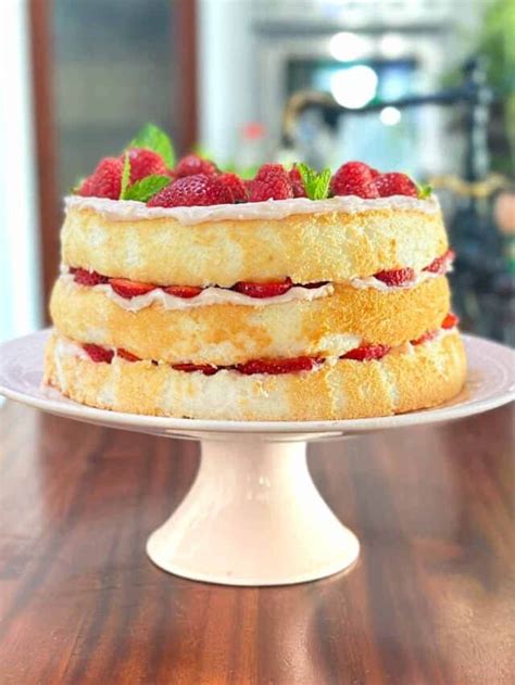 Layered Angel Food Cake with Cream Cheese Frosting - WM Design House