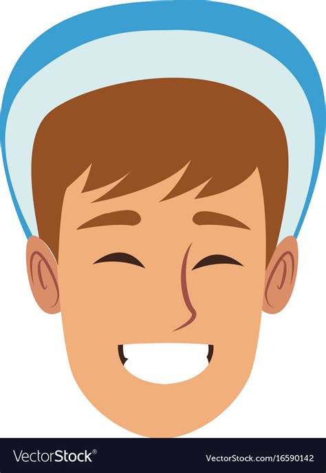 Character man face happy smile cartoon Royalty Free Vector