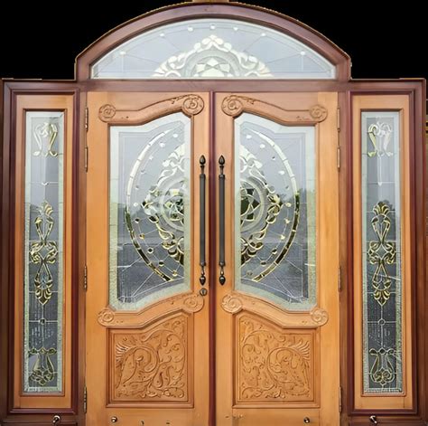 Elegant Solid Wood Double Exterior Door with Transoms & Sidelights