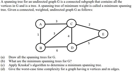 Solved A spanning tree for an undirected graph G is a | Chegg.com