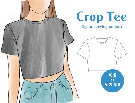 Crop Tee Sewing Pattern XS-XXXL PDF Instant Download - Etsy
