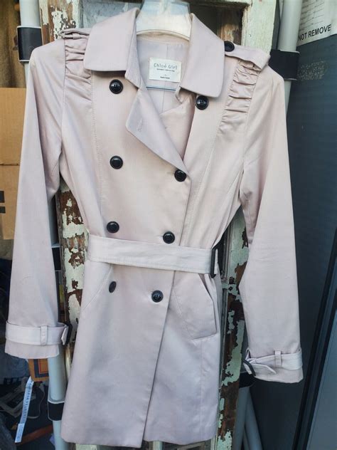 CHLOE GIRL Nude Military Trench Coat Peacoat Spy Jack… - Gem
