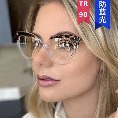 Erilles TR90 Anti-Blue Light Rivet Plain Glasses Retro Cat Eye Plain ...