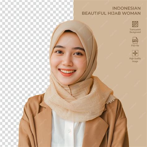 Premium PSD | Beautiful Indonesian Woman wearing hijab isolated on