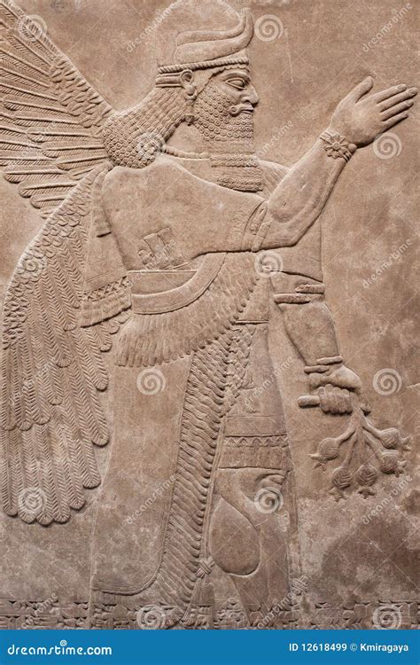 Ancient Assyrian Relief Depicting Winged Gods Or S Stock Photo ...