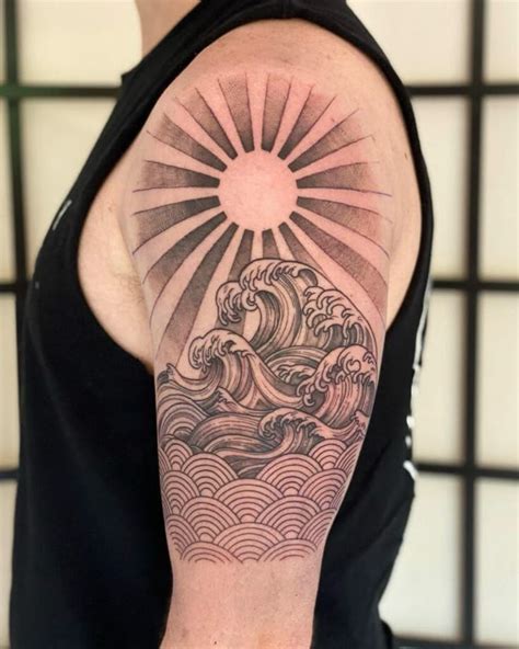 Japanese Sun Shoulder Tattoo