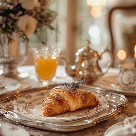 elegant breakfast setting image croissant breakfast elegant